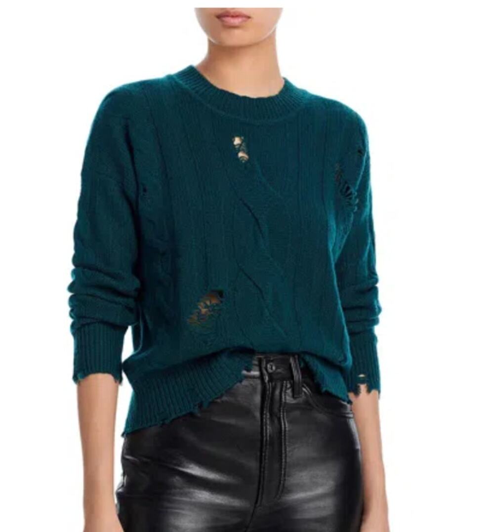 AQUA Cashmere Distressed Sweater Small NWT*